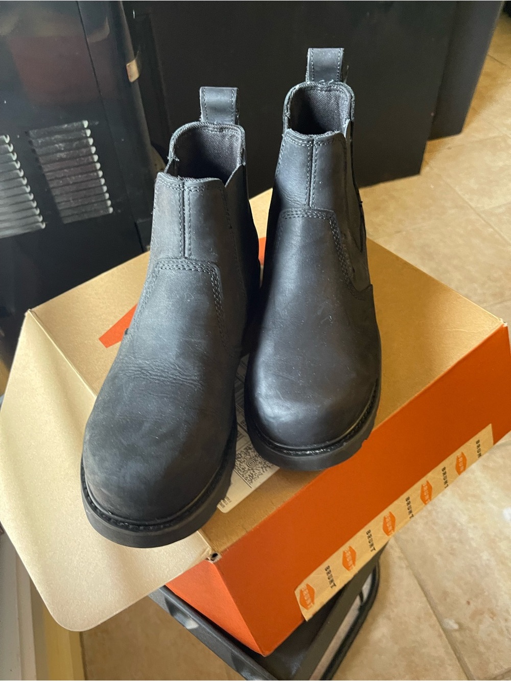 Men's Black Chelsea Work Boots - Classic Slip-On Style